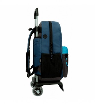 Pepe Jeans Skyler mochila escolar com carrinho azul -31x44x15cm