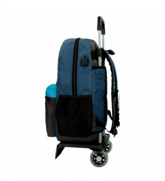 Pepe Jeans Skyler mochila escolar com carrinho azul -31x44x15cm