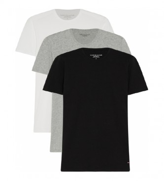 Tommy Hilfiger Pack de 3 Camisetas CN de Manga Corta blanco, gris, negro