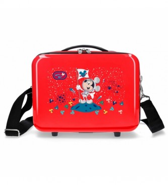 Joumma Bags Beauty case in ABS adattabile Mickey on the Moon rosso -29x21x15cm-