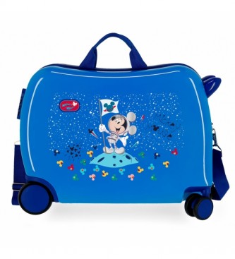 Disney Maleta Infantil Mickey On the Moon 2 ruedas multidireccionales azul -38x50x20cm-
