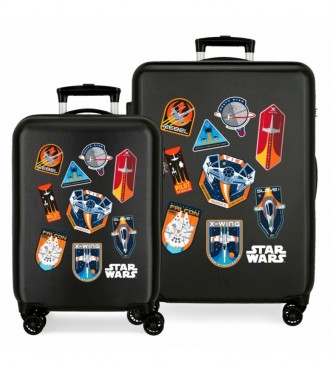Joumma Bags Set valigia rigida Star Wars Badges Missione spaziale nera -38x55x20xm-