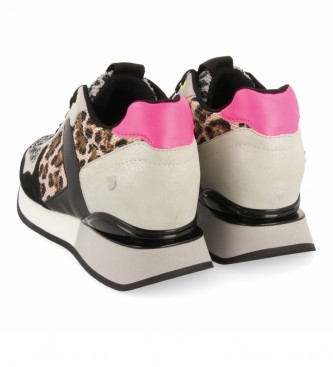Gioseppo Kapolei Inner Wedge Sneakers avec grille, imprimé animalier et touches de fluor noir