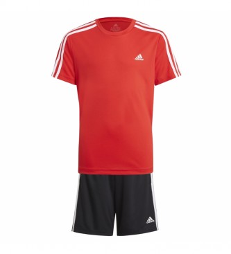 adidas Set T-shirt and Shorts 3 Stripes red