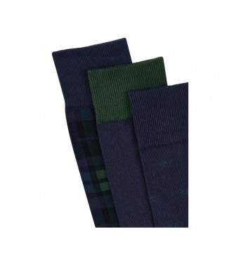 HACKETT Blackwatch Socks 3-pack navy green