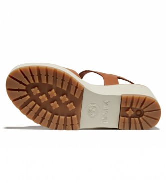 Timberland Koralyn Cross Strap bruin lederen sandalen -Hoogte van de wig: 8cm