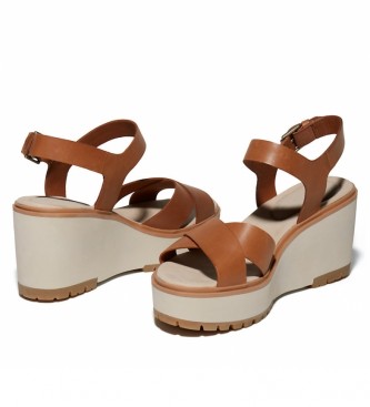 Timberland Koralyn Cross Strap brown leather sandals -Height of the wedge: 8cm