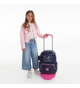Enso Faça uma mochila Wish com carrinho azul, rosa-32x44x15cm