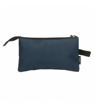 Pepe Jeans Navy blue pencil case with three compartments 6334326 - 22x12x5cm - - Blue - black