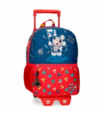 Joumma Bags Mickey sur la Lune sac  dos avec trolley rouge, bleu -25x32x12cm