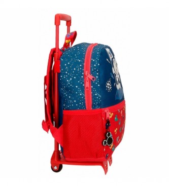 Joumma Bags Mickey on The Moon backpack com carrinho vermelho, azul -25x32x12cm