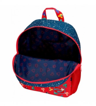 Joumma Bags Mickey on The Moon backpack com carrinho vermelho, azul -25x32x12cm