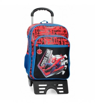 Joumma Bags Sac  dos scolaire Spiderman Great Power avec trolley rouge, bleu -31x42x13cm