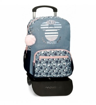 Joumma Bags Mickey Denim computer backpack with trolley blue -32x42x15cm