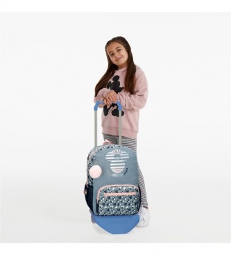 Joumma Bags Mickey Denim computer backpack with trolley blue -32x42x15cm