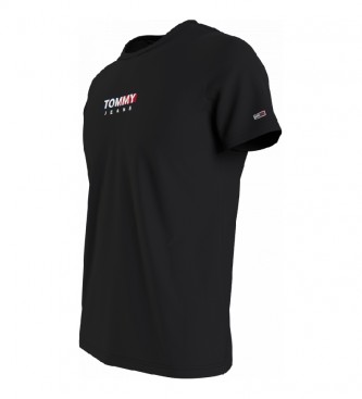Tommy Hilfiger T-shirt nera con stampa di ingresso TJM