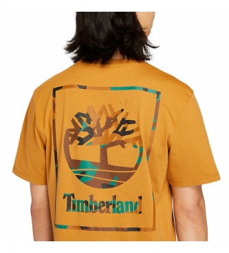 Timberland T-shirt con logo camouflage senape