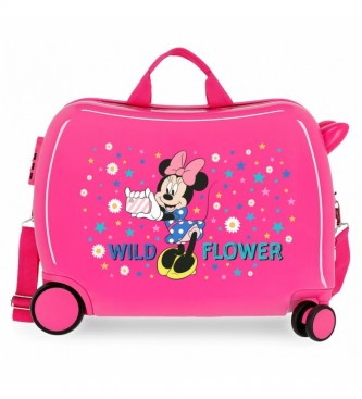 Disney Kinderkoffer Minnie Wilde Bloem met 2 multidirectionele wielen roze -38x50x20cm