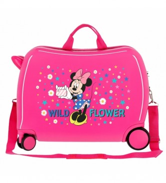 Disney Mala infantil Minnie Wild Flower com 2 rodas multidireccionais rosa -38x50x20cm