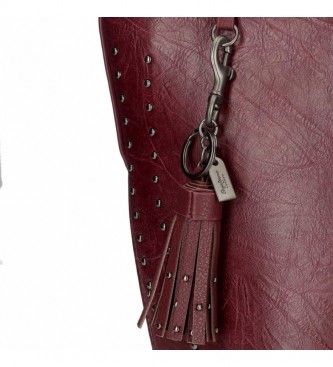 Pepe Jeans Maroon Chic Handbag -34x23x17cm