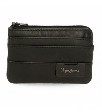 Pepe Jeans Jackson leather purse black -11 x 7 x 1,5 cm