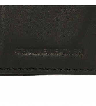 Pepe Jeans Porte-monnaie Jackson en cuir noir -11 x 7 x 1,5 cm