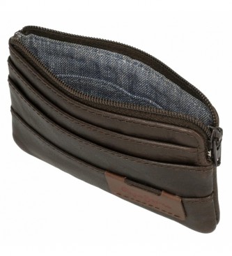 Pepe Jeans Jackson brown leather purse -11 x 7 x 1,5 cm