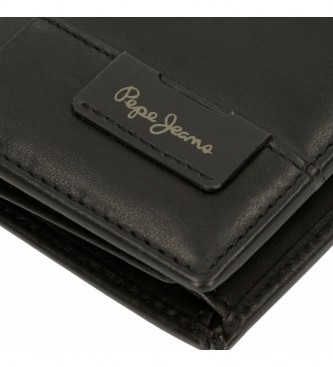 Pepe Jeans Portefeuille en cuir Jackcon noir -8,5 x 11,5 x 1 cm