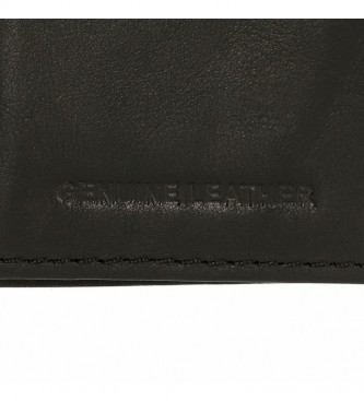 Pepe Jeans Cartera de piel  Jackcon negro -8,5  x 11,5  x 1 cm