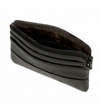 Pepe Jeans Porte-monnaie Dandy en cuir noir -11 x 7 x 1,5 cm
