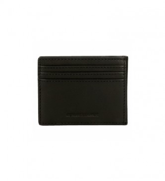Pepe Jeans Porte-cartes Backbone en cuir noir -9,5 x 7,5 cm