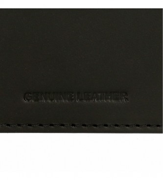 Pepe Jeans Porte-cartes Backbone en cuir noir -8,5 x 5 cm