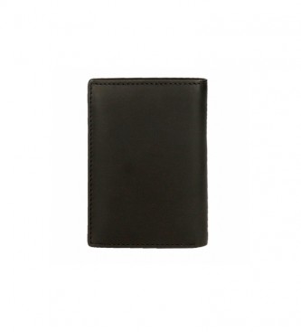 Pepe Jeans Carteira de couro da coluna preta - 8,5 x 11,5 x 1 cm