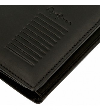 Pepe Jeans Backbone porte-documents en cuir noir -11x8,5x1cm