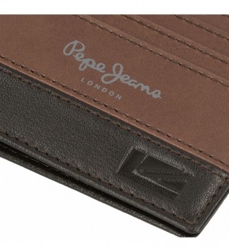 Pepe Jeans Porta-cartes em couro United castanho - 8,5 x 5 cm