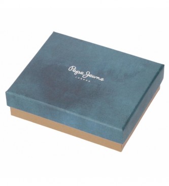 Pepe Jeans Porte-cartes United en cuir bleu - 8,5 x 5 cm