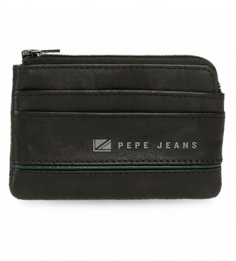 Pepe Jeans Monedero de piel  Middle negro -11  x 7  x 1,5 cm -