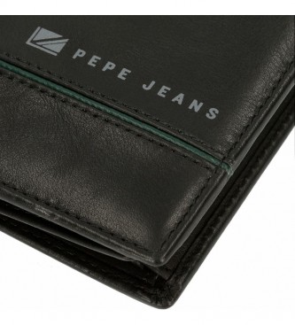 Pepe Jeans Monedero de piel  Middle negro -11  x 7  x 1,5 cm -