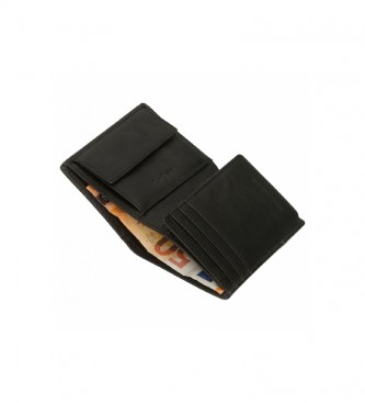 Pepe Jeans Portefeuille en cuir moyen noir -8,5 x 10,5 x 1 cm