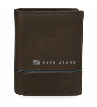 Pepe Jeans Portefeuille en cuir brun moyen -8,5 x 10,5 x 1 