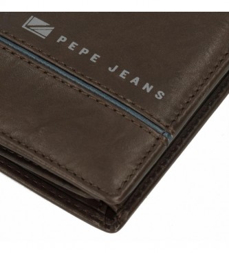 Pepe Jeans Carteira de couro mdio castanho -8,5 x 11,5 x 1 cm