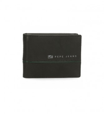 Pepe Jeans Middle leather wallet black - 11 x 8 x 1 cm 