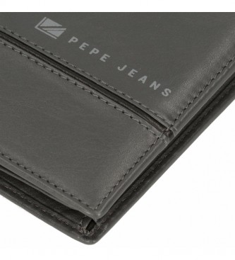 Pepe Jeans Midden grijze lederen portefeuille -11 x 8 x 8 x 1 cm 