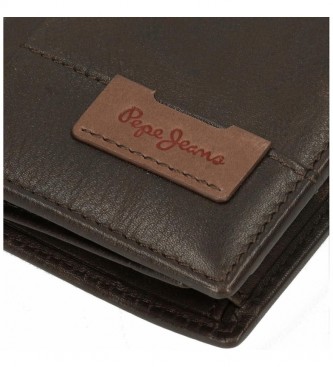 Pepe Jeans Pepe Jeans Jackson vertical leather wallet with click clasp closure Brown