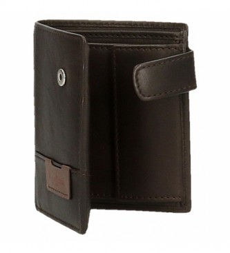 Pepe Jeans Pepe Jeans Jackson vertical leather wallet with click clasp closure Brown