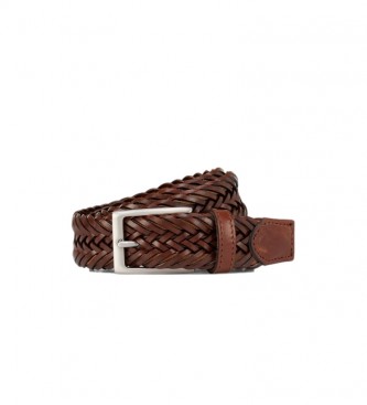 HACKETT Leather belt 2Tone Cord Inset brown