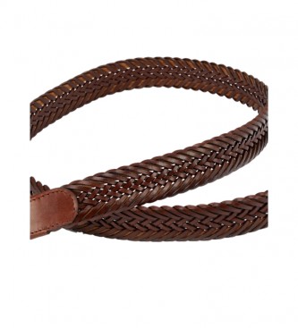 HACKETT Cinturón de piel 2Tone Cord Inset marrón