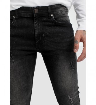Six Valves Jeans élastiques en denim noir