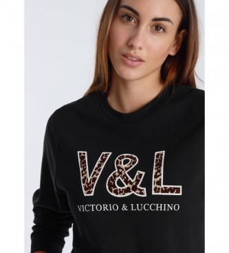 Victorio & Lucchino, V&L Sweatshirt Leopardo Motiv Royal Circus preto