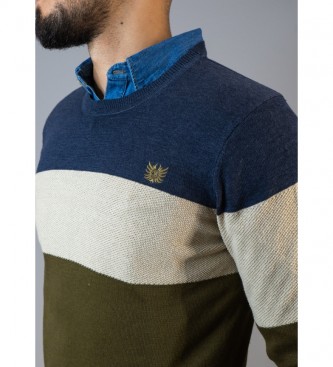 Bendorff Blue, beige, khaki green tricolor sweater 